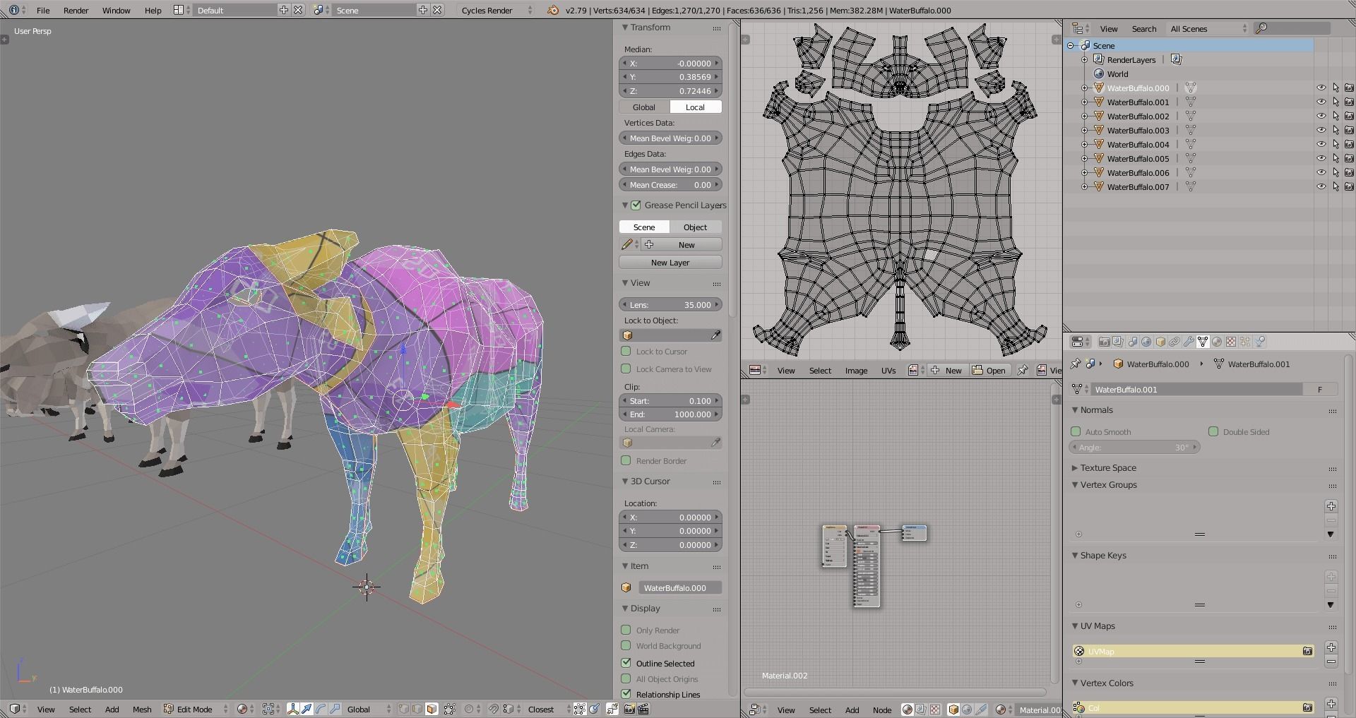 Buffalo bull in low polygons Low-poly 3D model_5