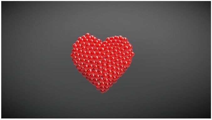Heart shape - forming animation from spheres 3D model