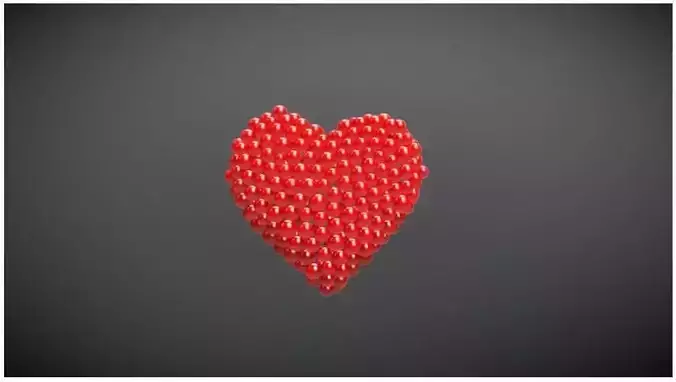 Heart shape - forming animation from spheres 3D model