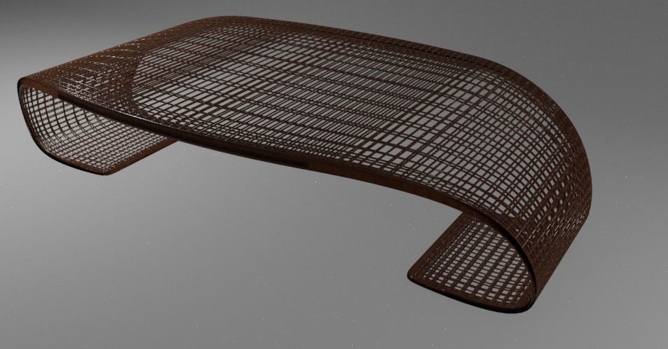 modern wooden table Free 3D model_1