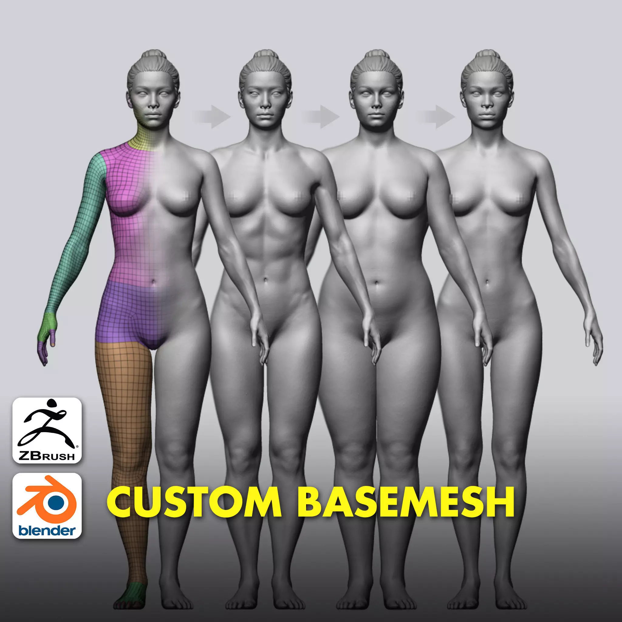 Female Custom Basemesh 3D model_0