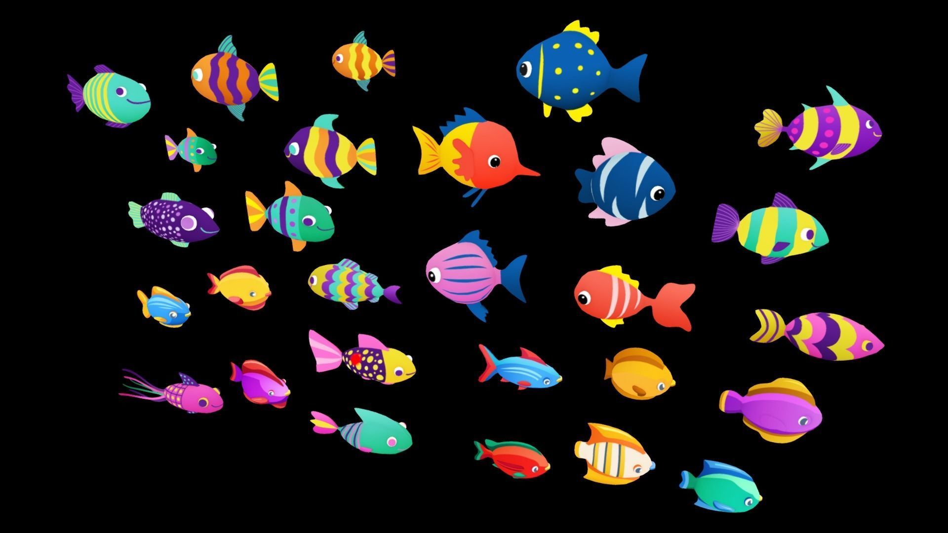 Cartoon Fish Pack 2  Low-poly 3D model_6