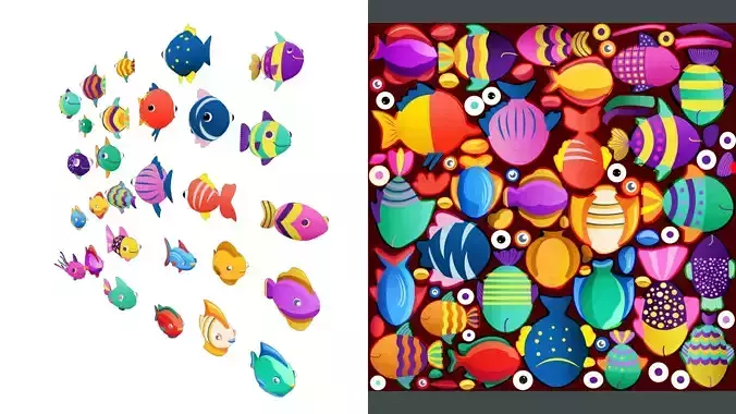 Cartoon Fish Pack 2  Low-poly 3D model