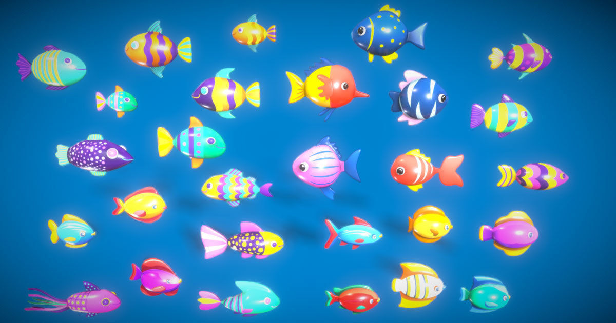 Cartoon Fish Pack 2  Low-poly 3D model_4