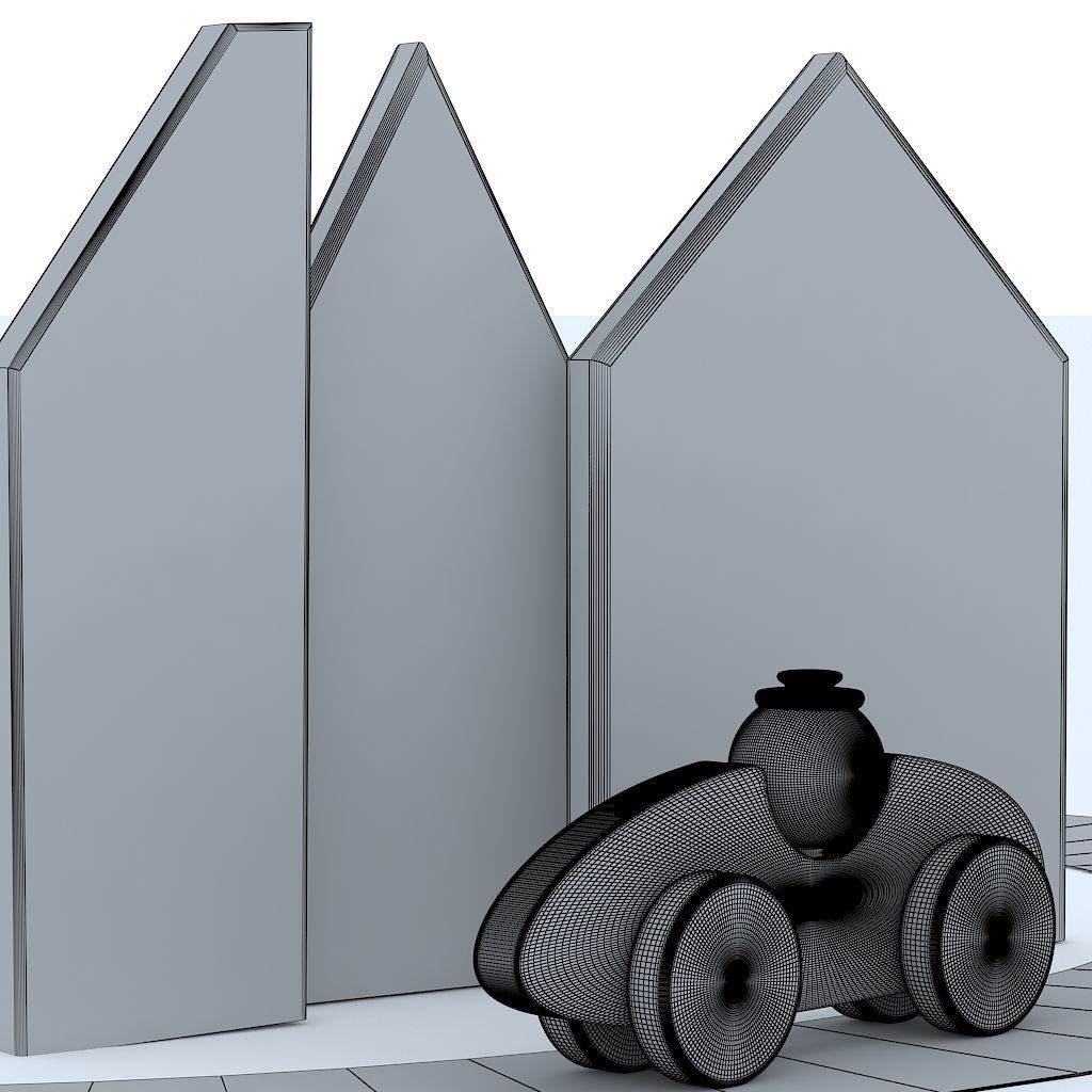 Wooden car toy 3D model_1