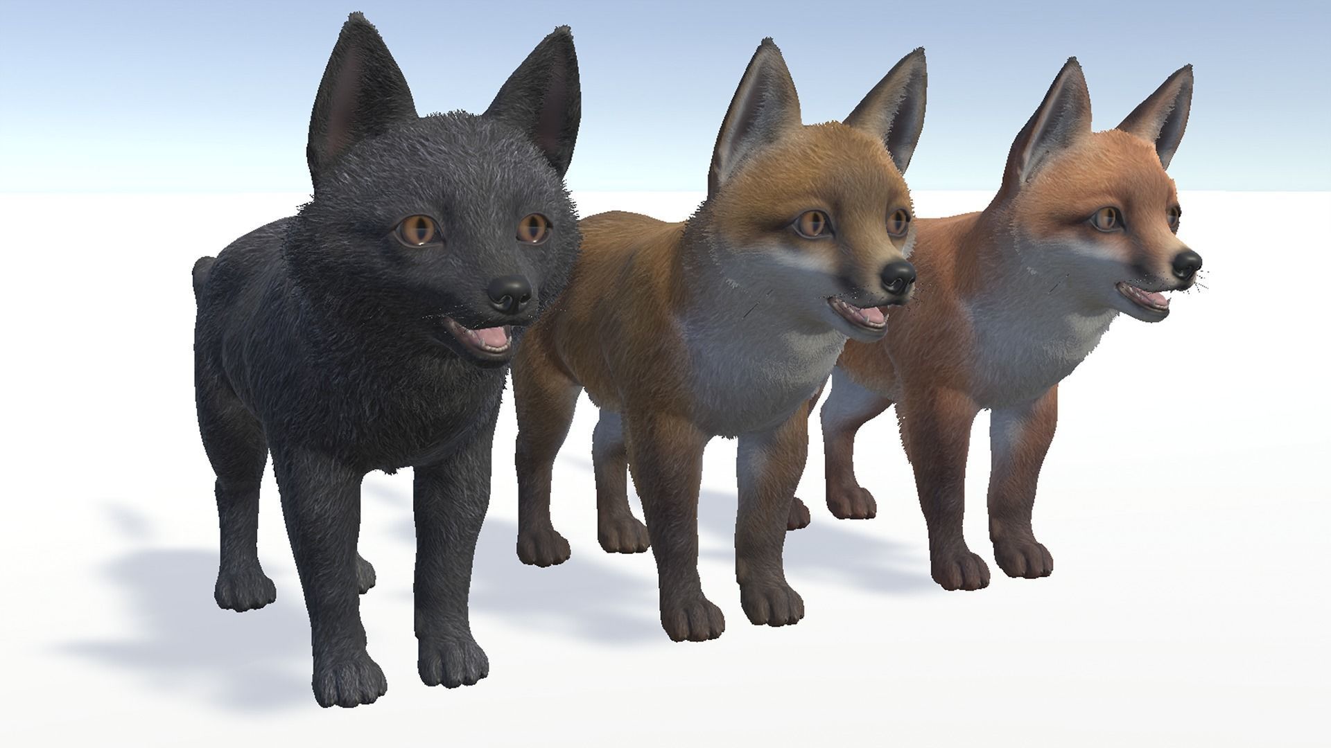 FOX FAMILY Low-poly 3D model_19