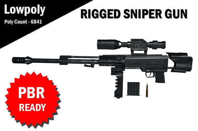 3D Sniper RIgged model Low-poly 3D model