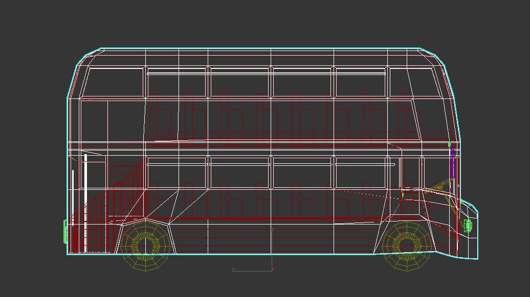 Low Poly Cartoon London Bus Low-poly 3D model_16