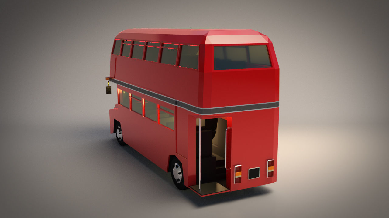 Low Poly Cartoon London Bus Low-poly 3D model_3