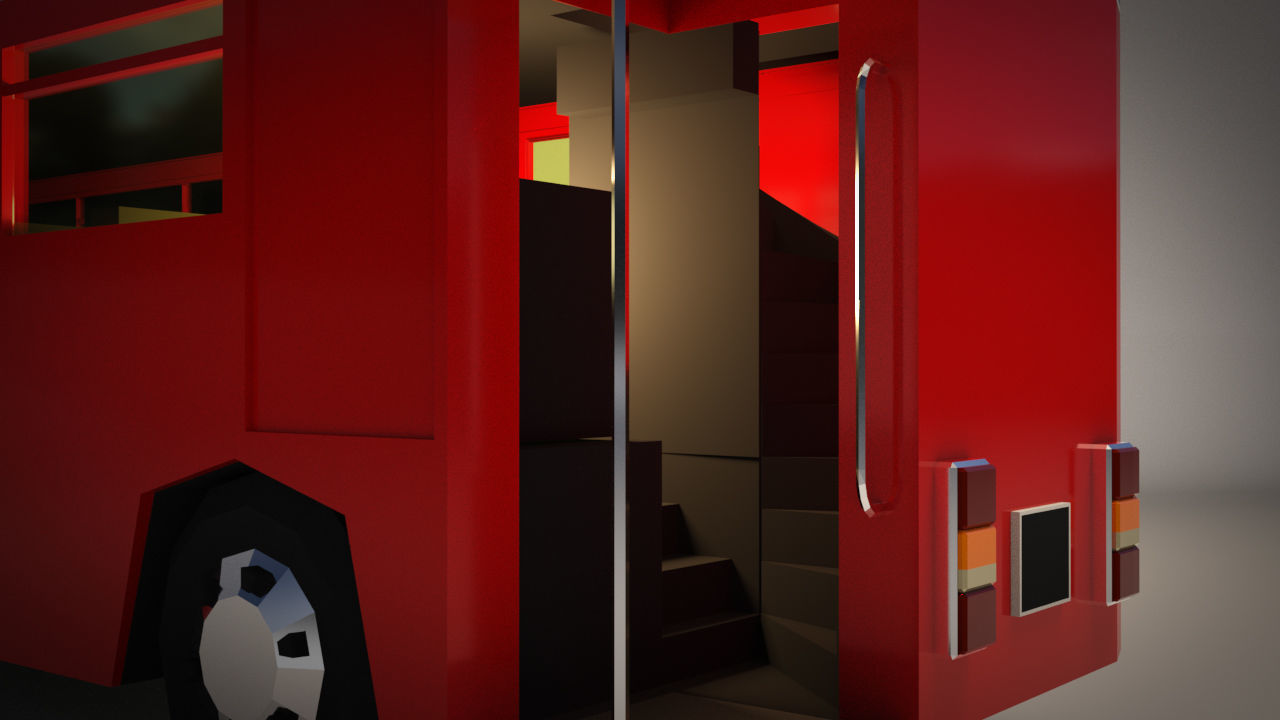 Low Poly Cartoon London Bus Low-poly 3D model_8