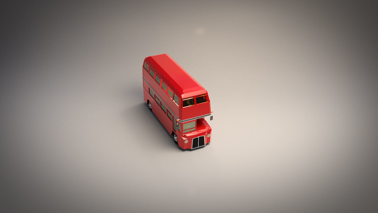 Low Poly Cartoon London Bus Low-poly 3D model_5