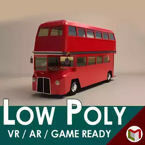 Low Poly Cartoon London Bus Low-poly 3D model