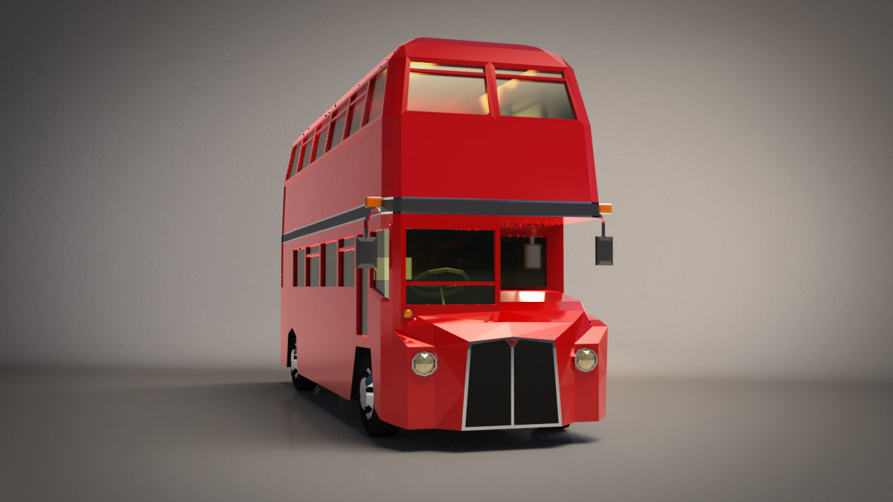 Low Poly Cartoon London Bus Low-poly 3D model_6