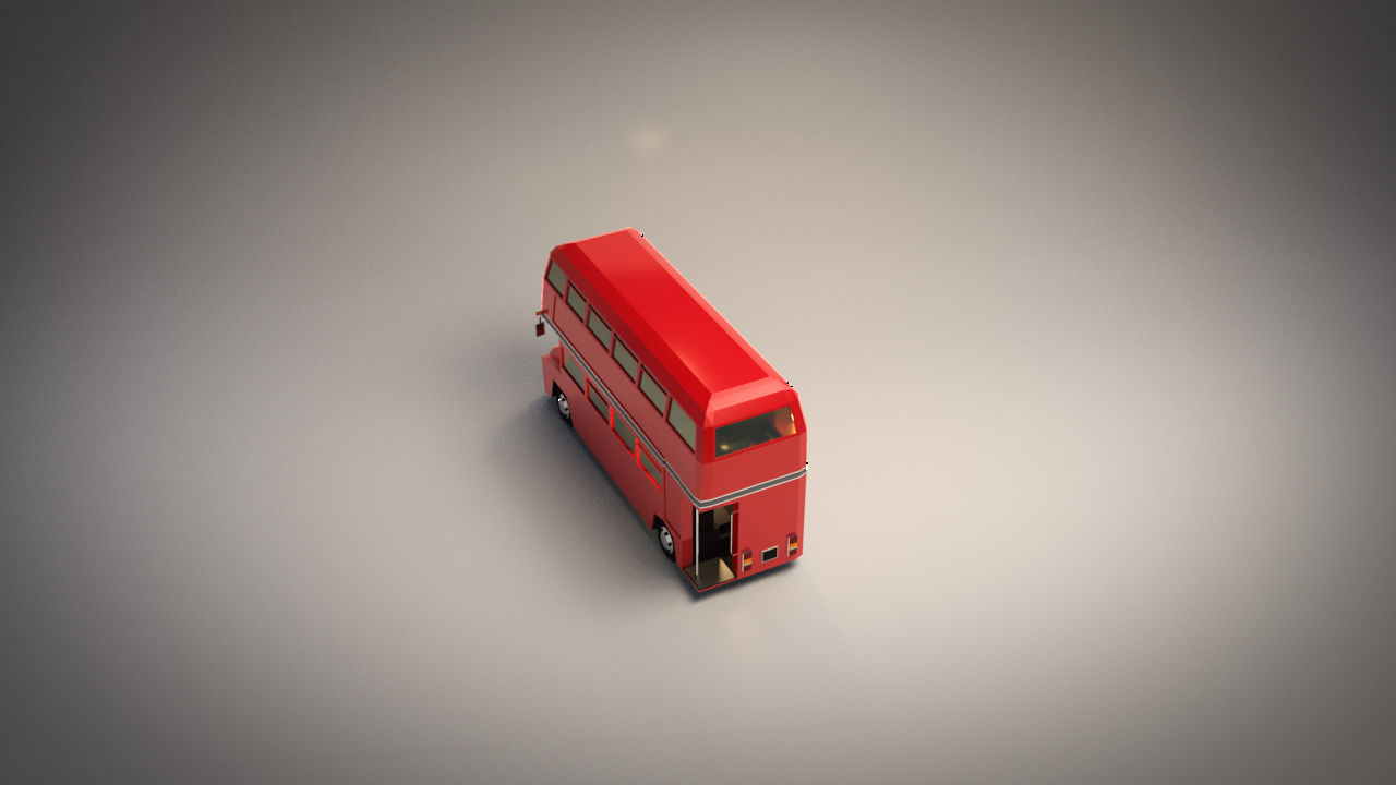 Low Poly Cartoon London Bus Low-poly 3D model_4