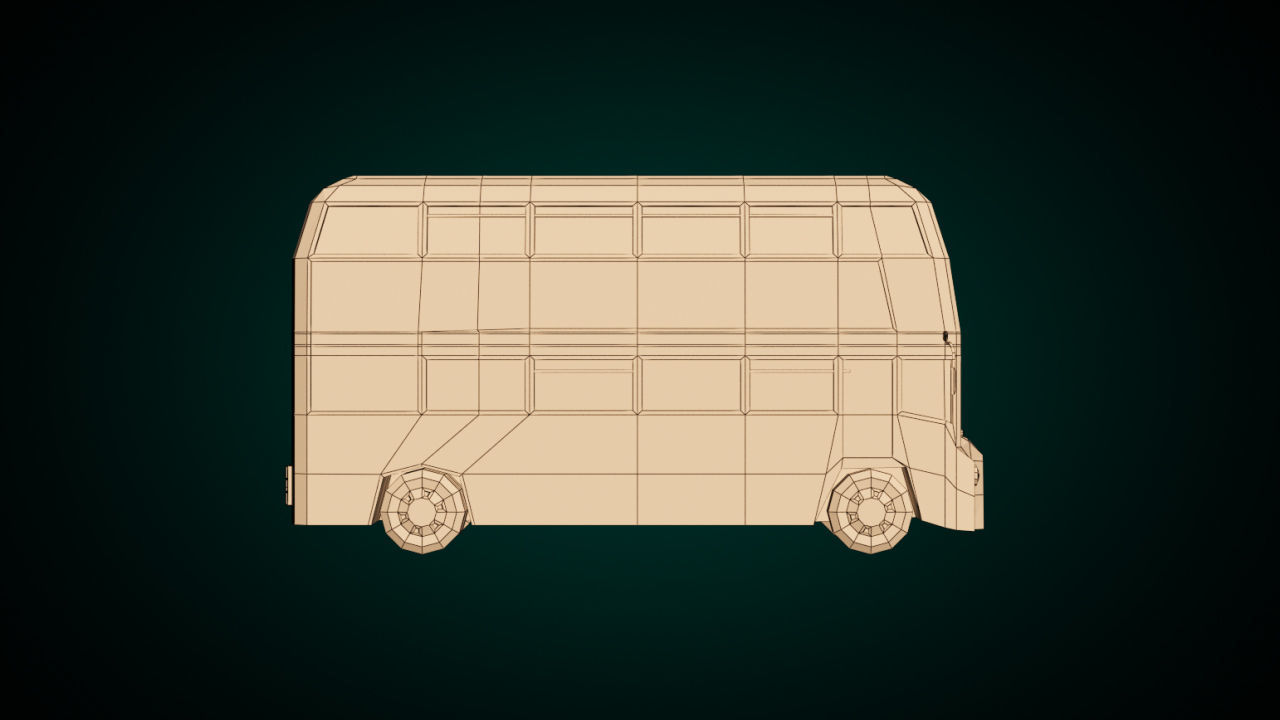 Low Poly Cartoon London Bus Low-poly 3D model_11