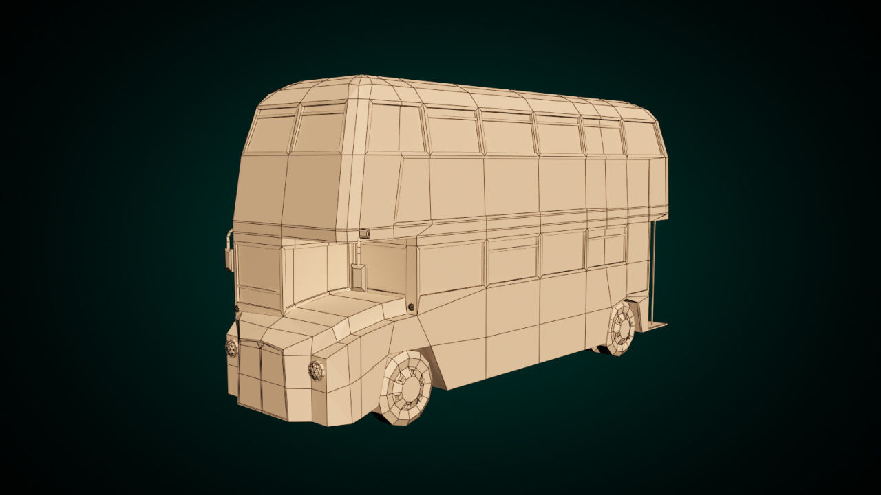 Low Poly Cartoon London Bus Low-poly 3D model_9