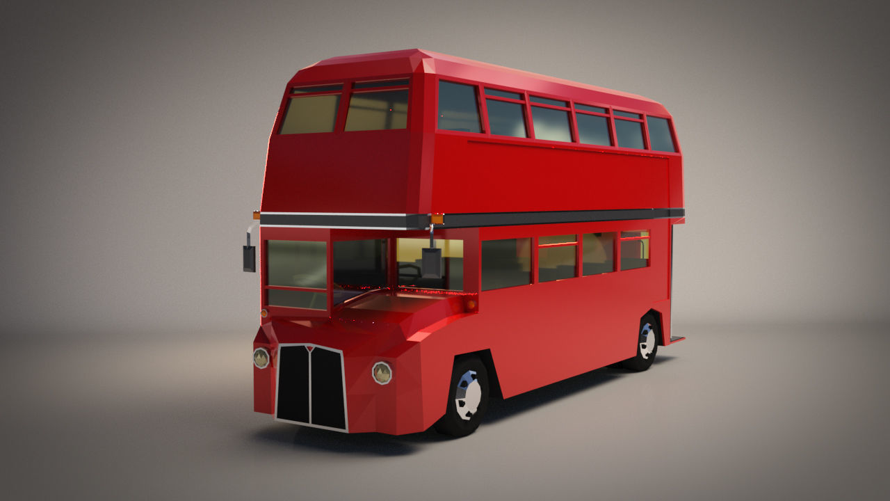 Low Poly Cartoon London Bus Low-poly 3D model_2