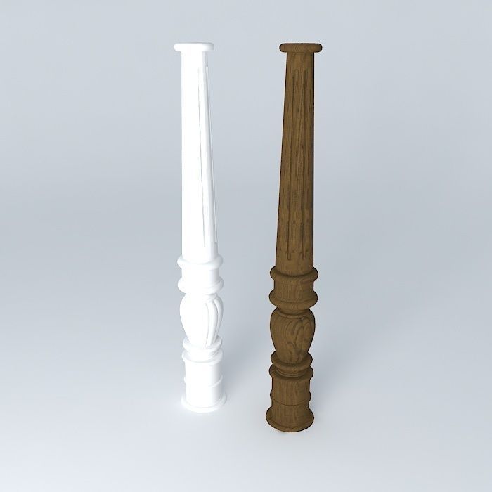 balustrades pair of wooden poles Free 3D model_1