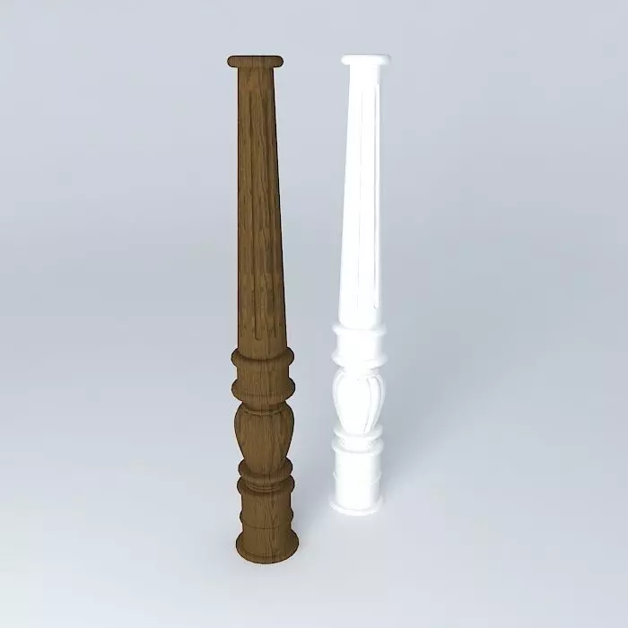 balustrades pair of wooden poles Free 3D model_0