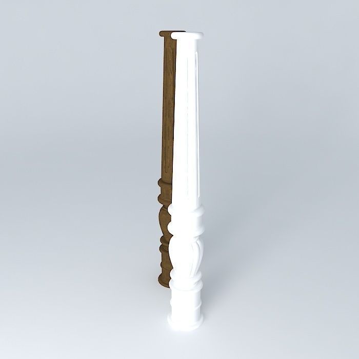 balustrades pair of wooden poles Free 3D model_2