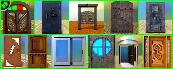 Door Pack Low-poly 3D model
