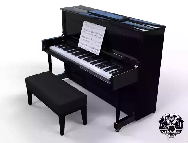 Modern Black Piano Low-poly 3D model