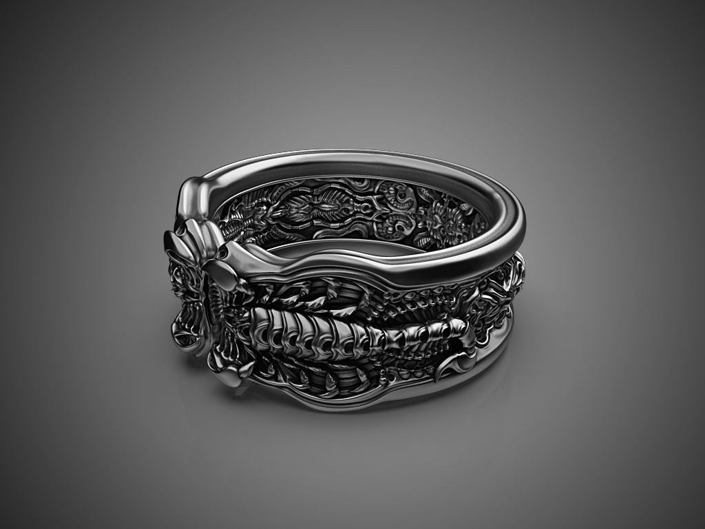 Scorpion Ring 3D printing STL 3D print model US Sizes 3D print model_3