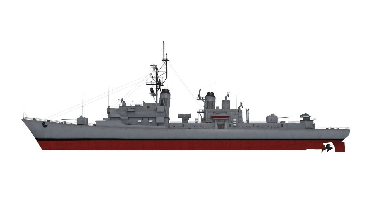 Charles F Adams-class destroyer Low-poly 3D model_10