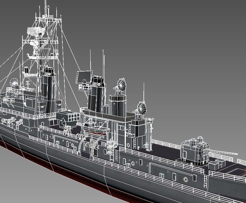 Charles F Adams-class destroyer Low-poly 3D model_11