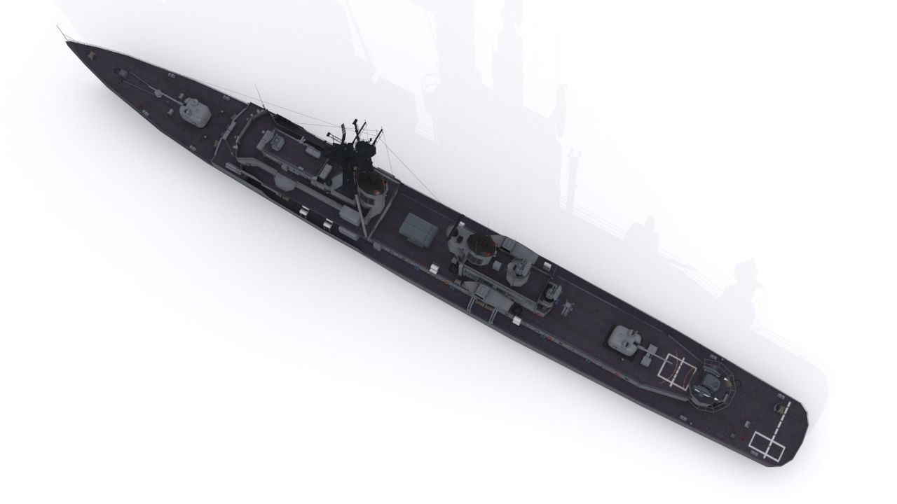 Charles F Adams-class destroyer Low-poly 3D model_6