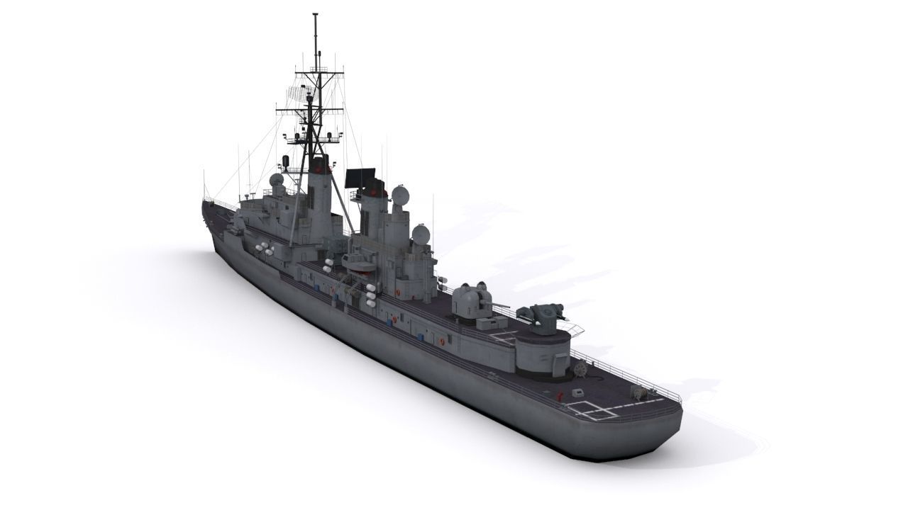 Charles F Adams-class destroyer Low-poly 3D model_5