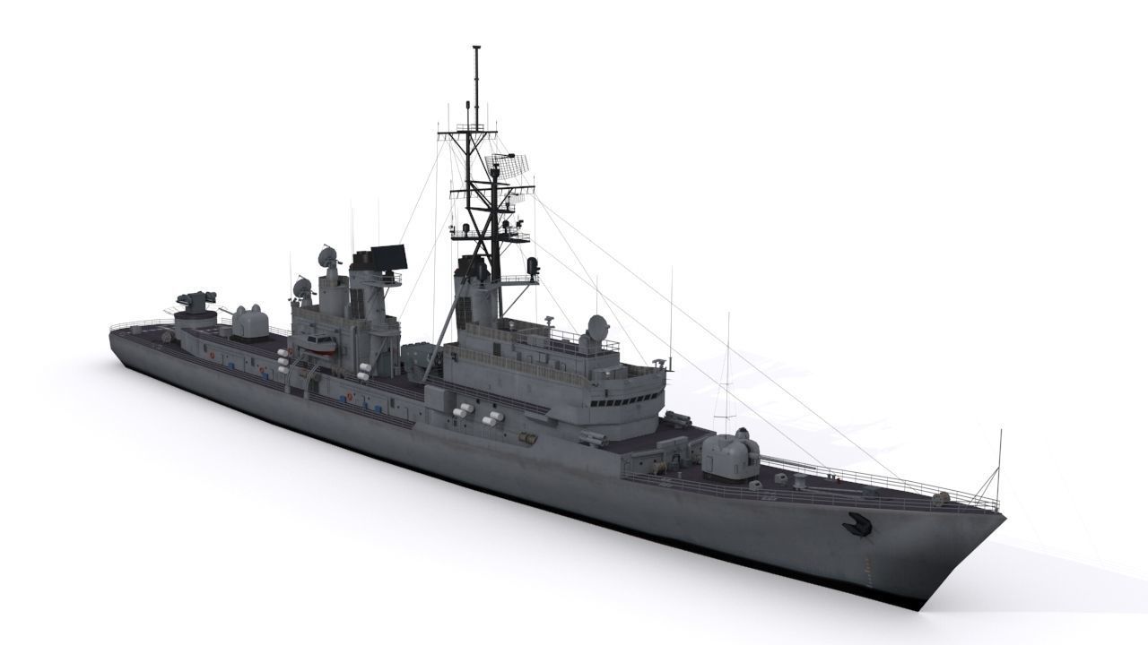 Charles F Adams-class destroyer Low-poly 3D model_3
