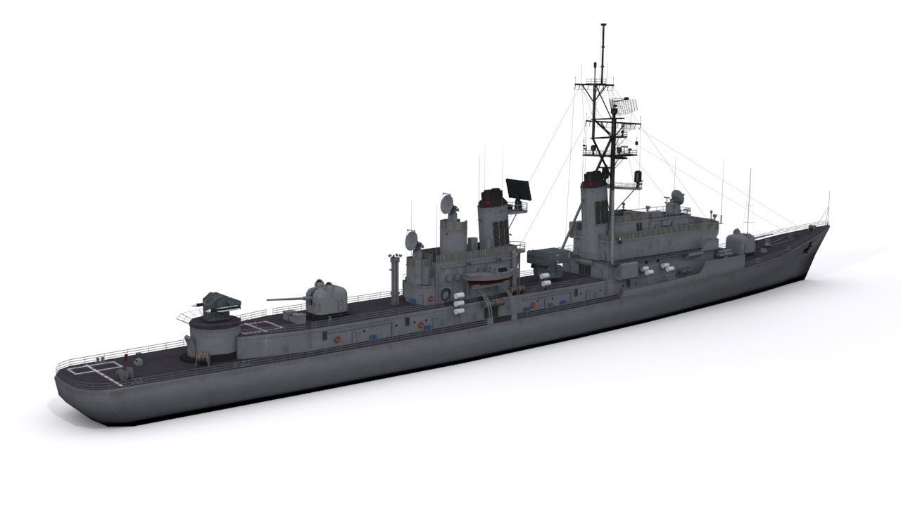 Charles F Adams-class destroyer Low-poly 3D model_4