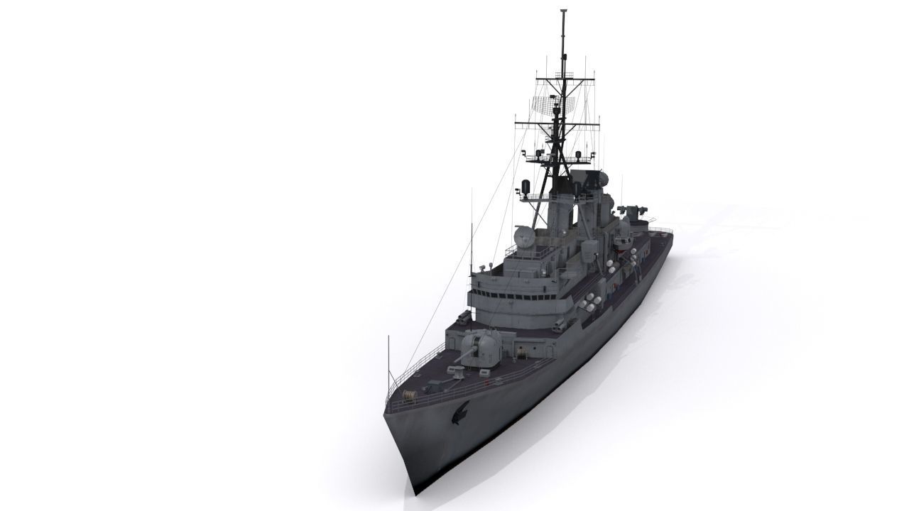 Charles F Adams-class destroyer Low-poly 3D model_2