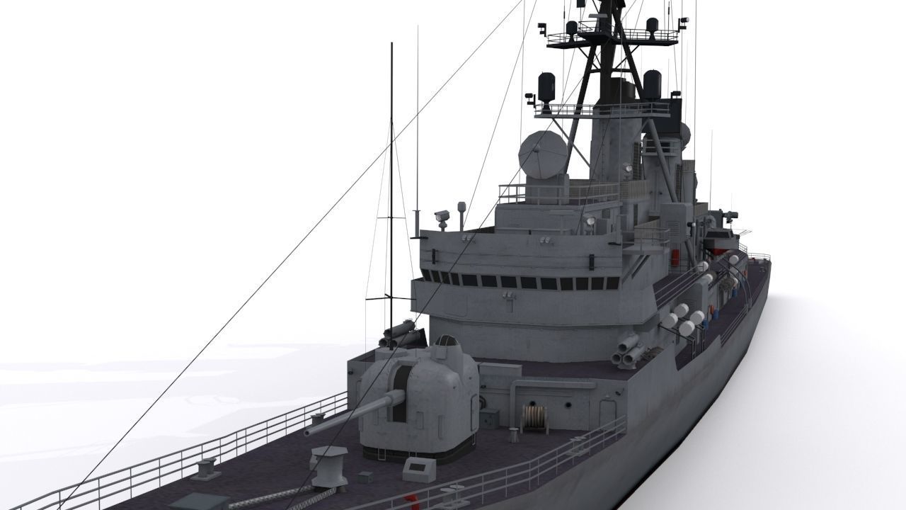 Charles F Adams-class destroyer Low-poly 3D model_9