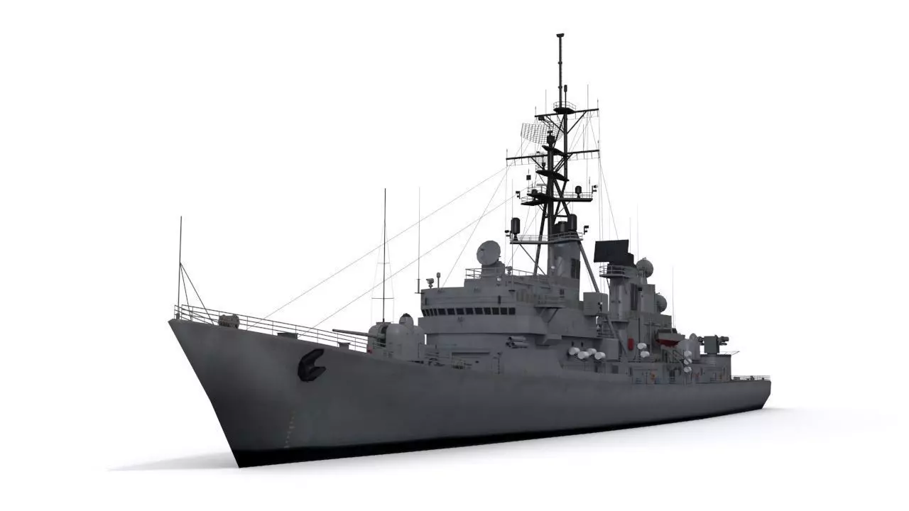 Charles F Adams-class destroyer Low-poly 3D model_0