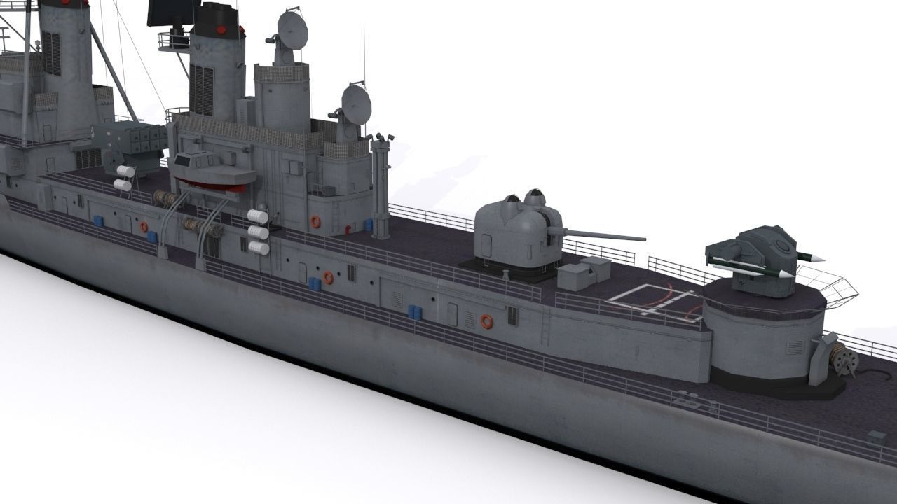 Charles F Adams-class destroyer Low-poly 3D model_7
