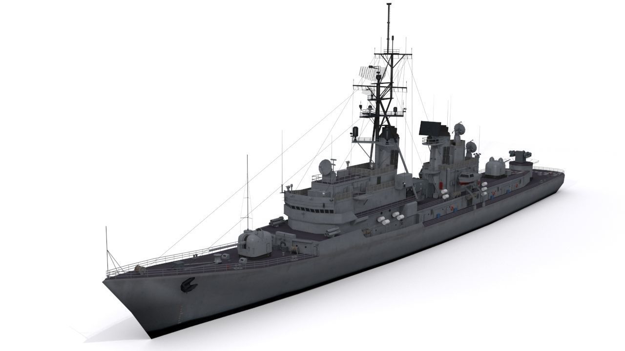 Charles F Adams-class destroyer Low-poly 3D model_1