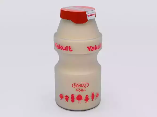 Yakult milk bottle with label