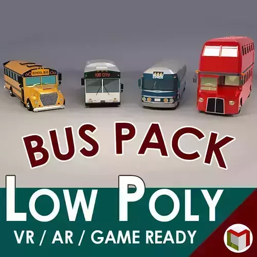 Low Poly Bus Pack 3D Model Collection