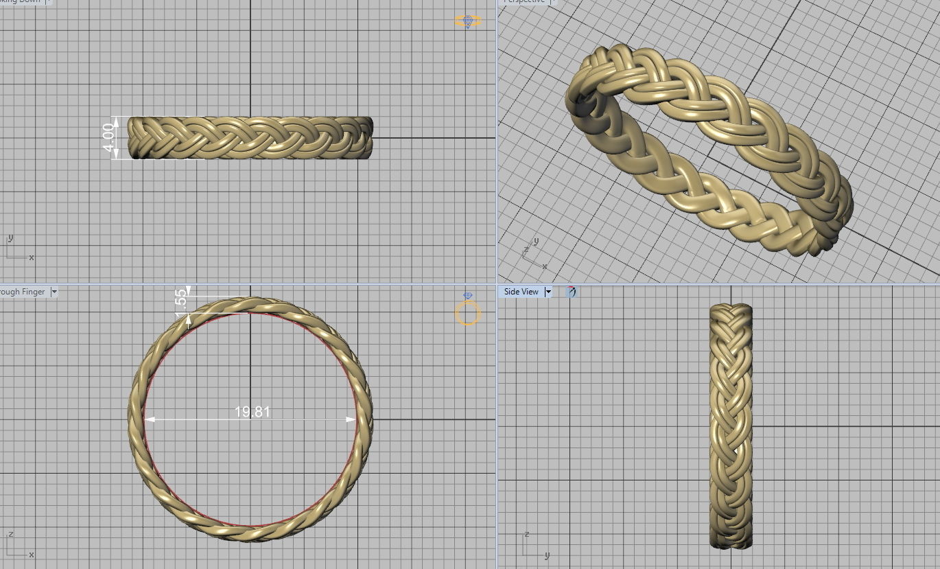 Braided wedding ring Many finger sizes  3dmodel 3D print model_2