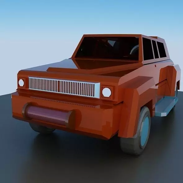 Jeep 3d model orange car Low-poly 3D model_0