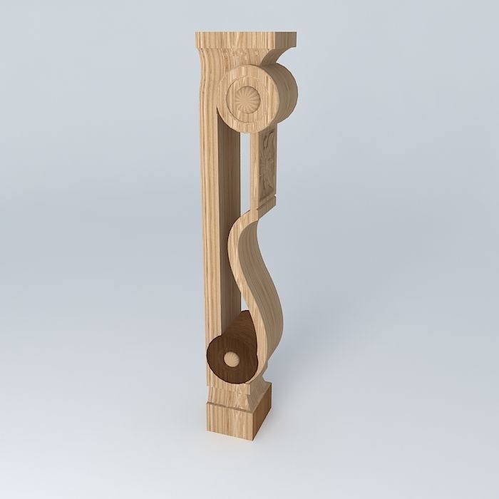 Column wooden Free 3D model_1