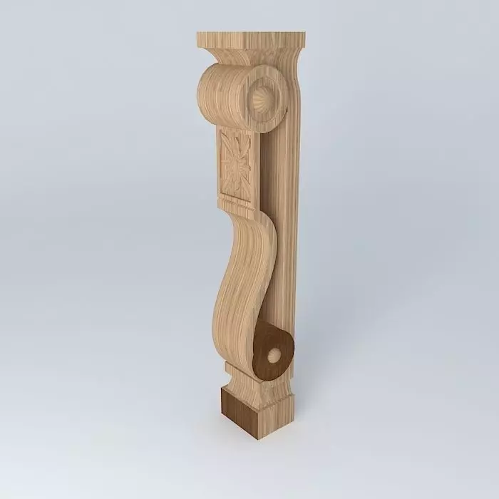 Column wooden Free 3D model_0