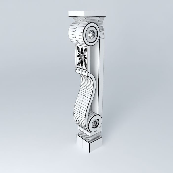 Column wooden Free 3D model_3