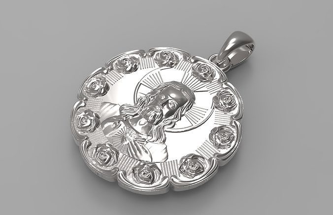 Mother Mary and Jesus rose pendant 3D print model