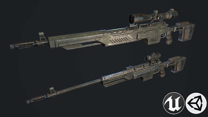Sniper rifle Low-poly 3D model