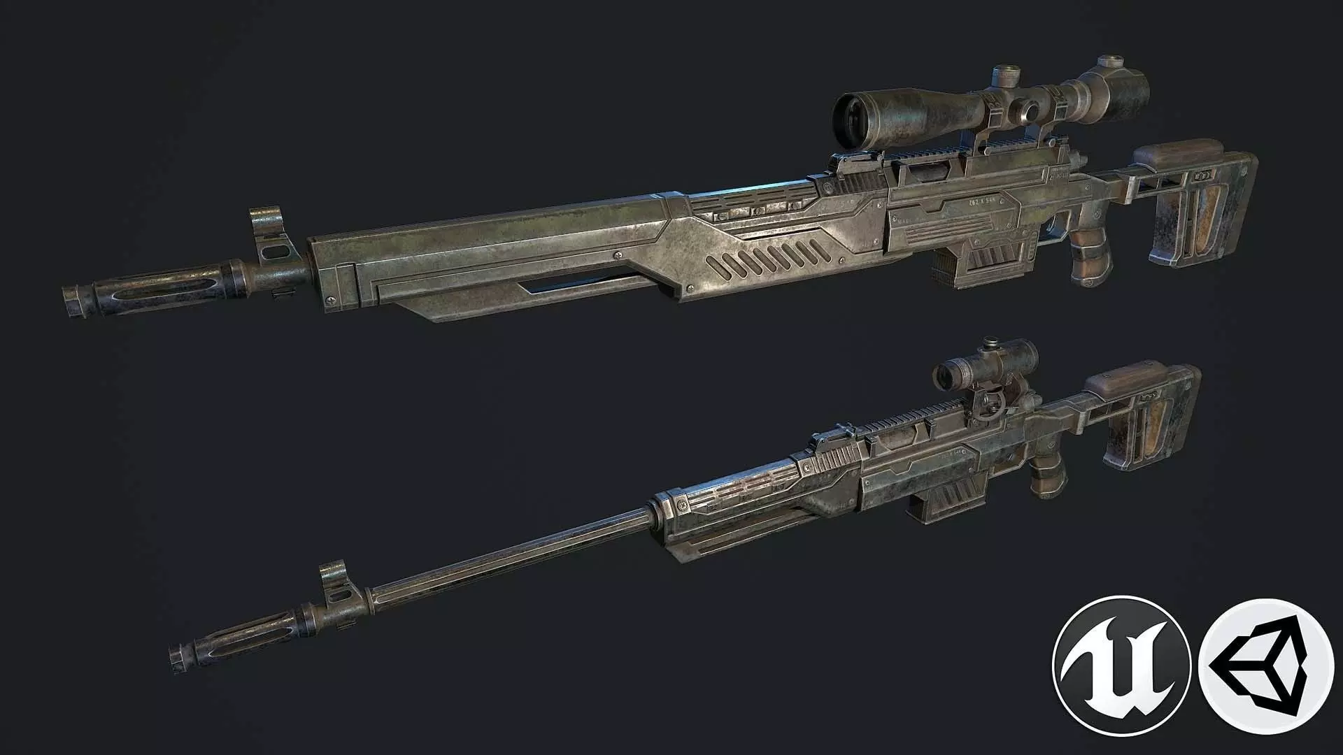 Sniper rifle Low-poly 3D model_0