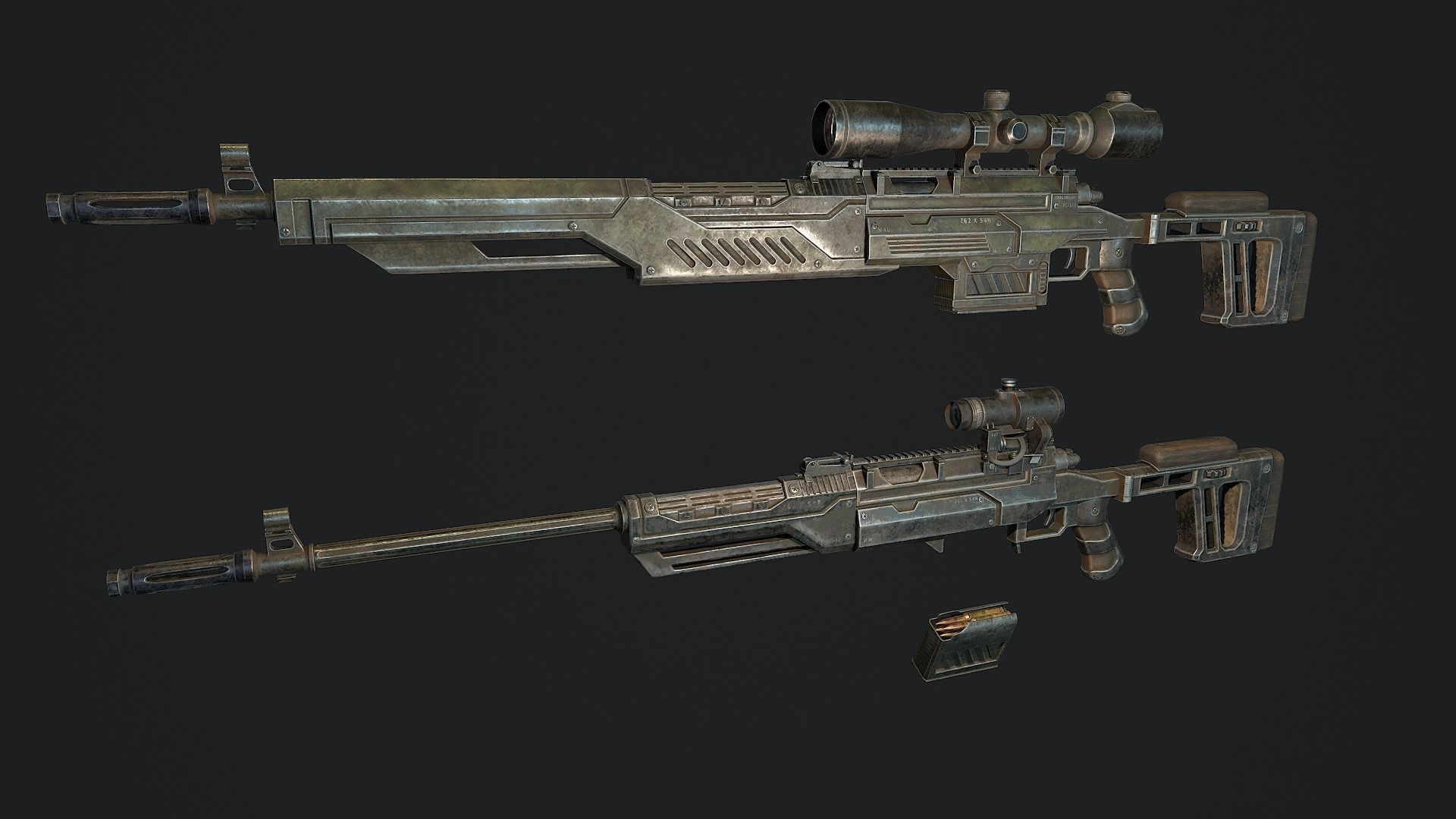 Sniper rifle Low-poly 3D model_5