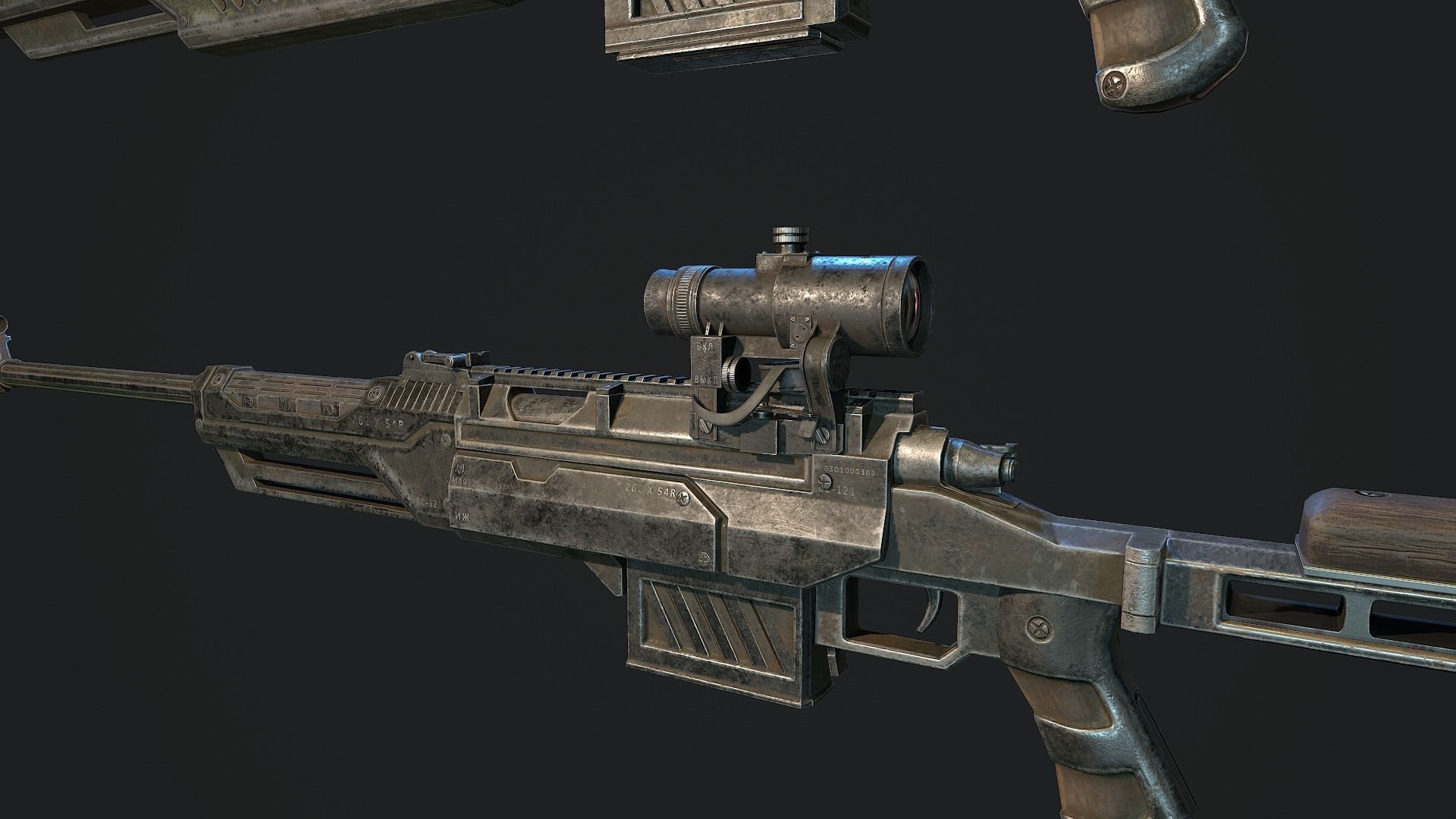 Sniper rifle Low-poly 3D model_3